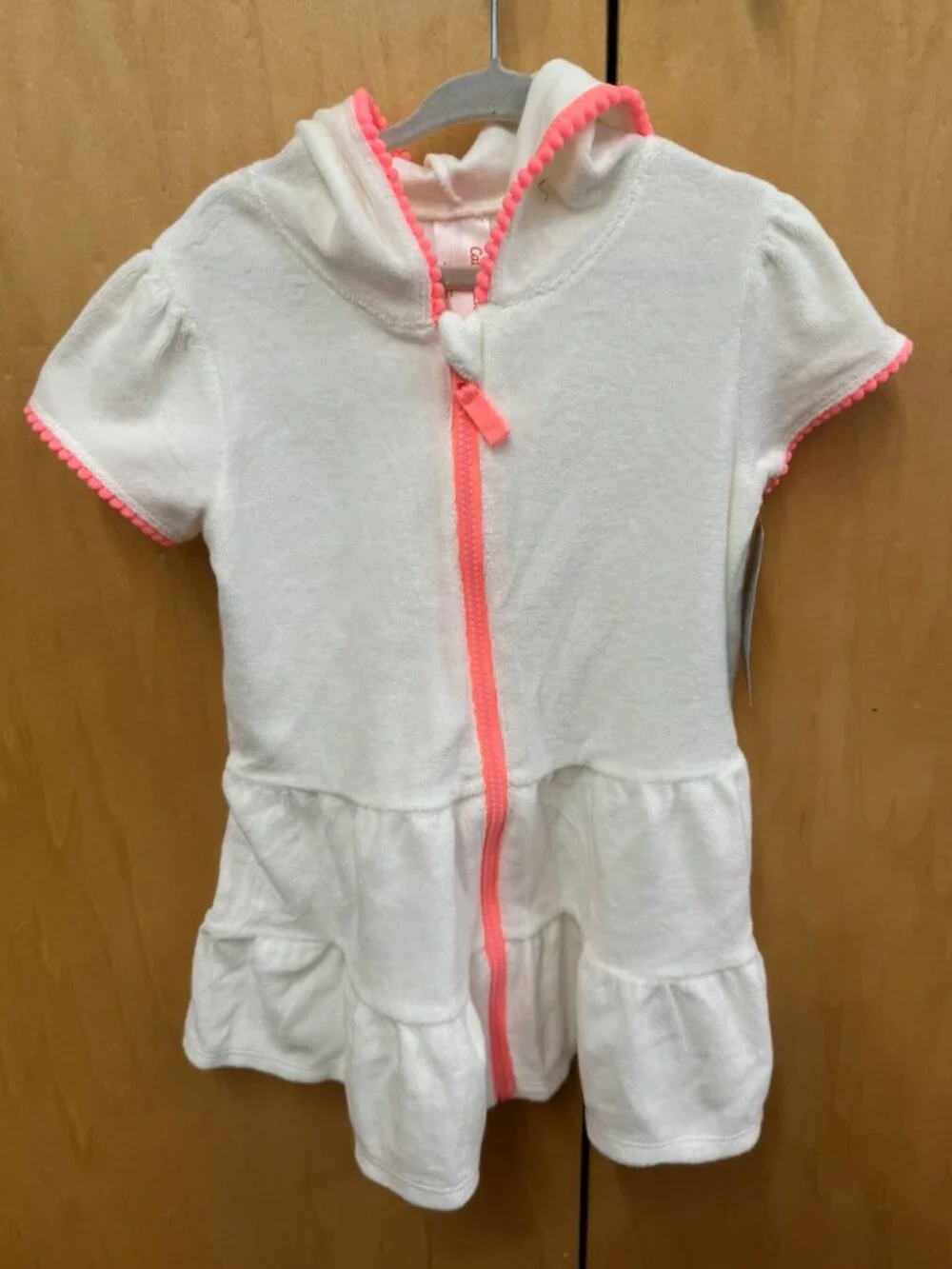 Cat and Jack Zip Up White Cover Up Dress with Hood
